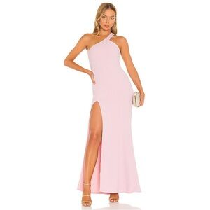 NBD (XS) ‘Evan’ Gown in Rose Pink: Revolve Asymmetrical Strap One Shoulder Dress